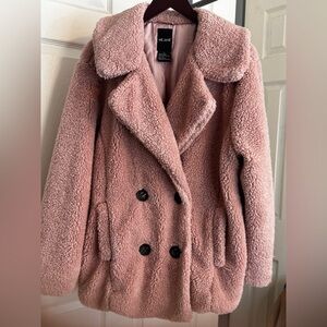 Me Jane Blush Pink Teddy Coat - Double-Breasted Plush Jacket 🐰